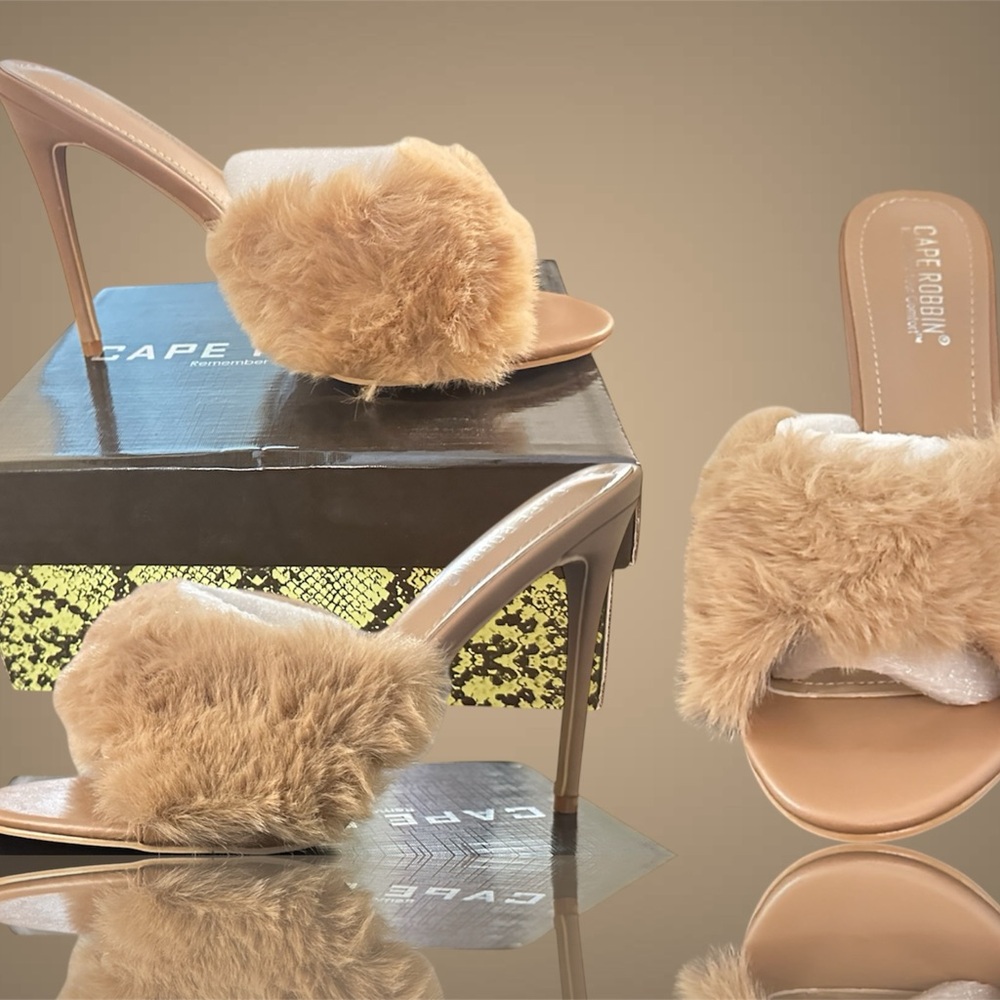 Cape Robbin Beige Fur Heels